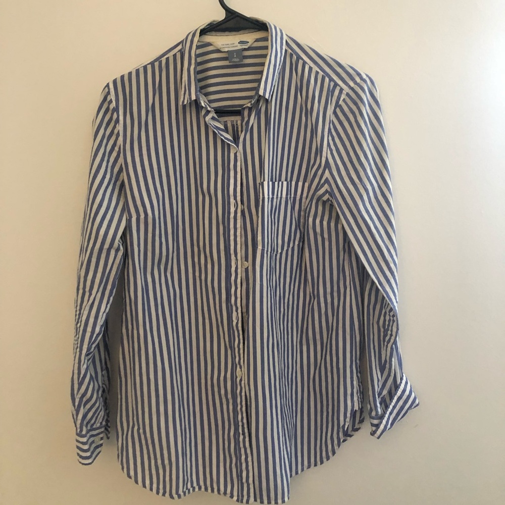 Blue and White Striped Button Down